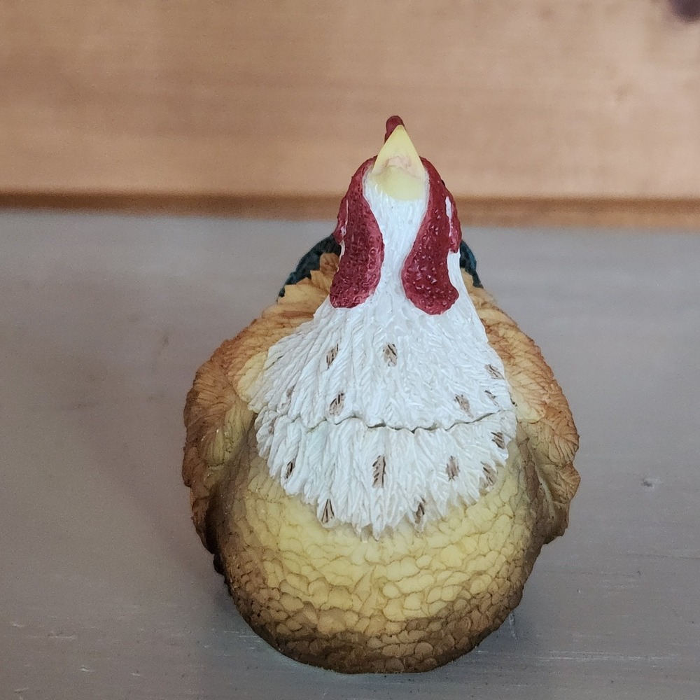 Stone Critter Keeper Trinket Jewelry Box & Lid Rooster Vintage Country Farm Rare - Picture 2 of 11